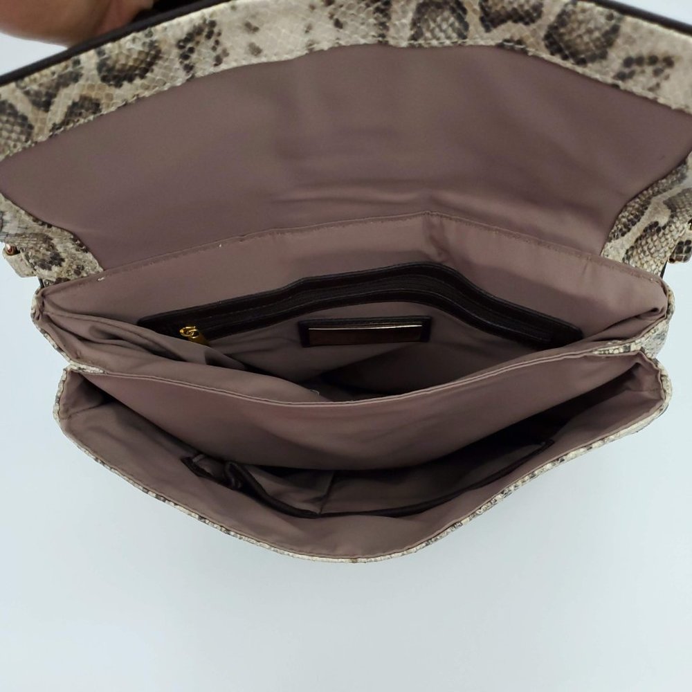 Sondra Roberts Leather Snake Print Handbag - Picture 5 of 8
